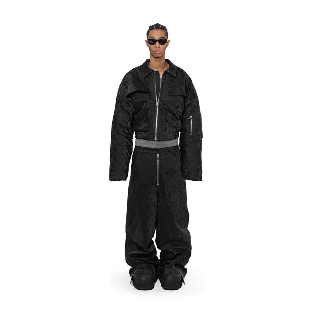 Dusty Rubber Zipper Baggy Pants - ARNODEFRANCE - VENTURER