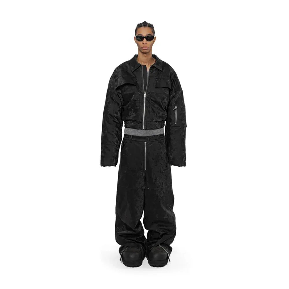 Dusty Rubber Zipper Baggy Pants - ARNODEFRANCE - VENTURER