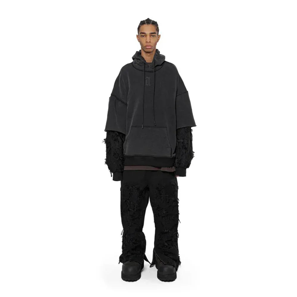 Distressed Sleeves Hoodie - ARNODEFRANCE - VENTURER