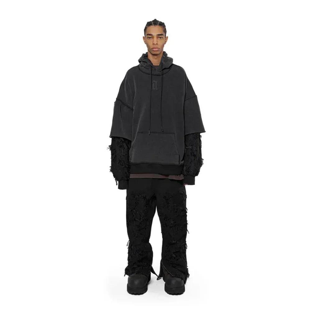 Distressed Sleeves Hoodie - ARNODEFRANCE - VENTURER