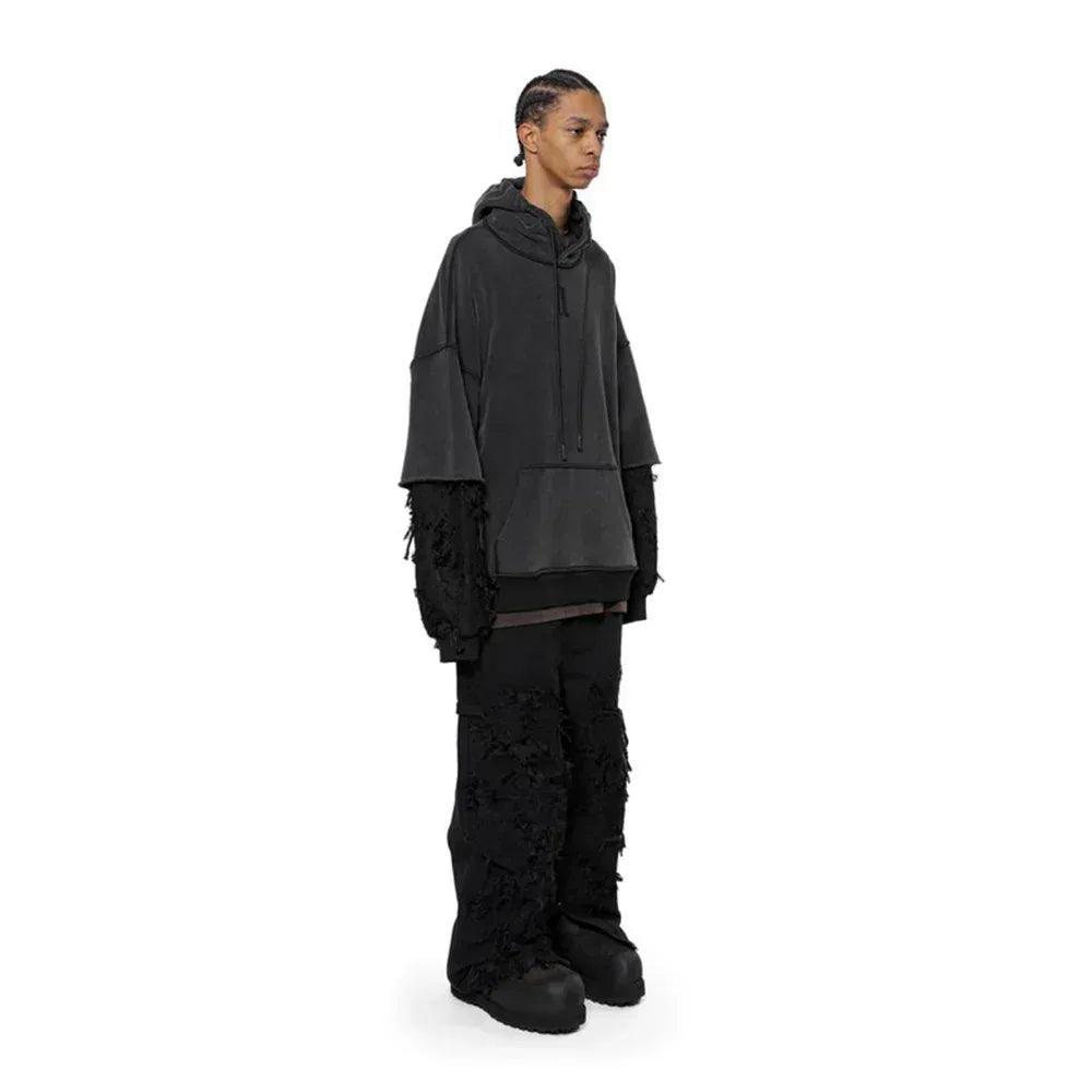 Distressed Sleeves Hoodie - ARNODEFRANCE - VENTURER