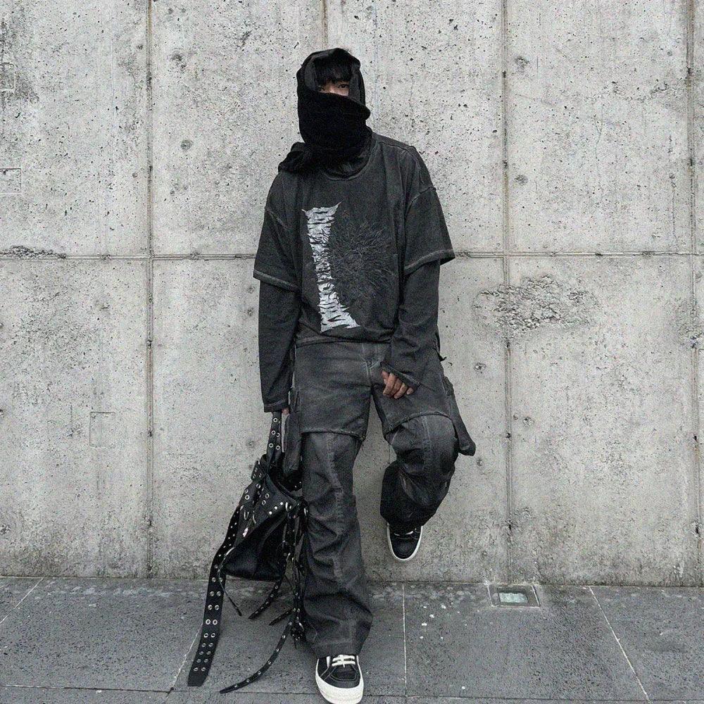 Raw Effect Layered Ls Hoodie - adonisorbitproject - VENTURER