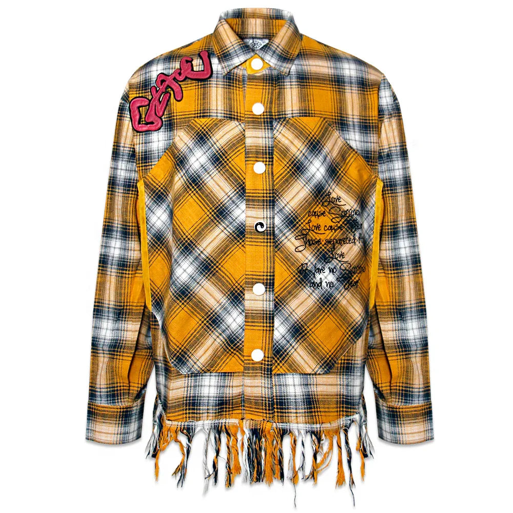 Double Eye Patch Leather Check Shirt - GLACIERBOY - VENTURER