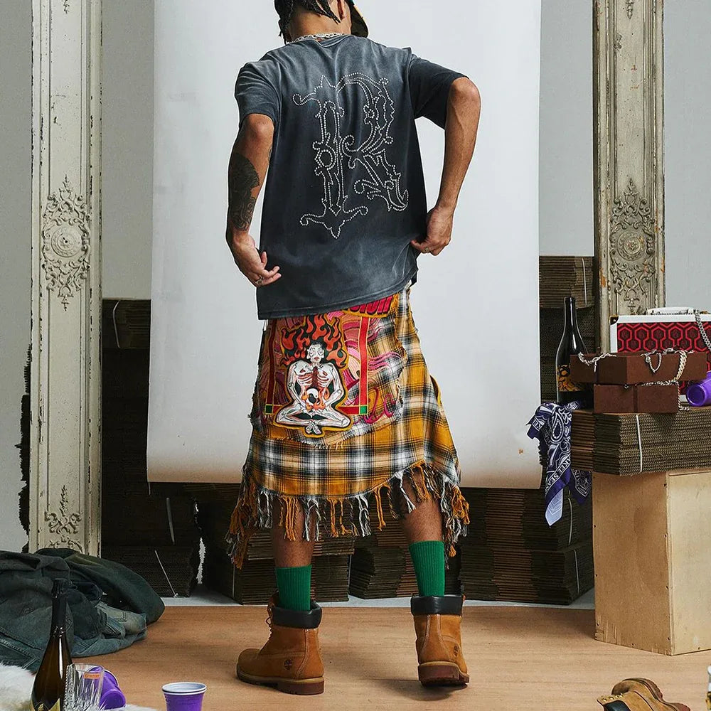 Double Eye Patch Leather Check Shirt - GLACIERBOY - VENTURER