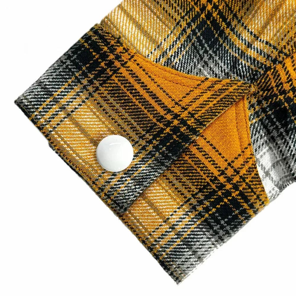 Double Eye Patch Leather Check Shirt - GLACIERBOY - VENTURER