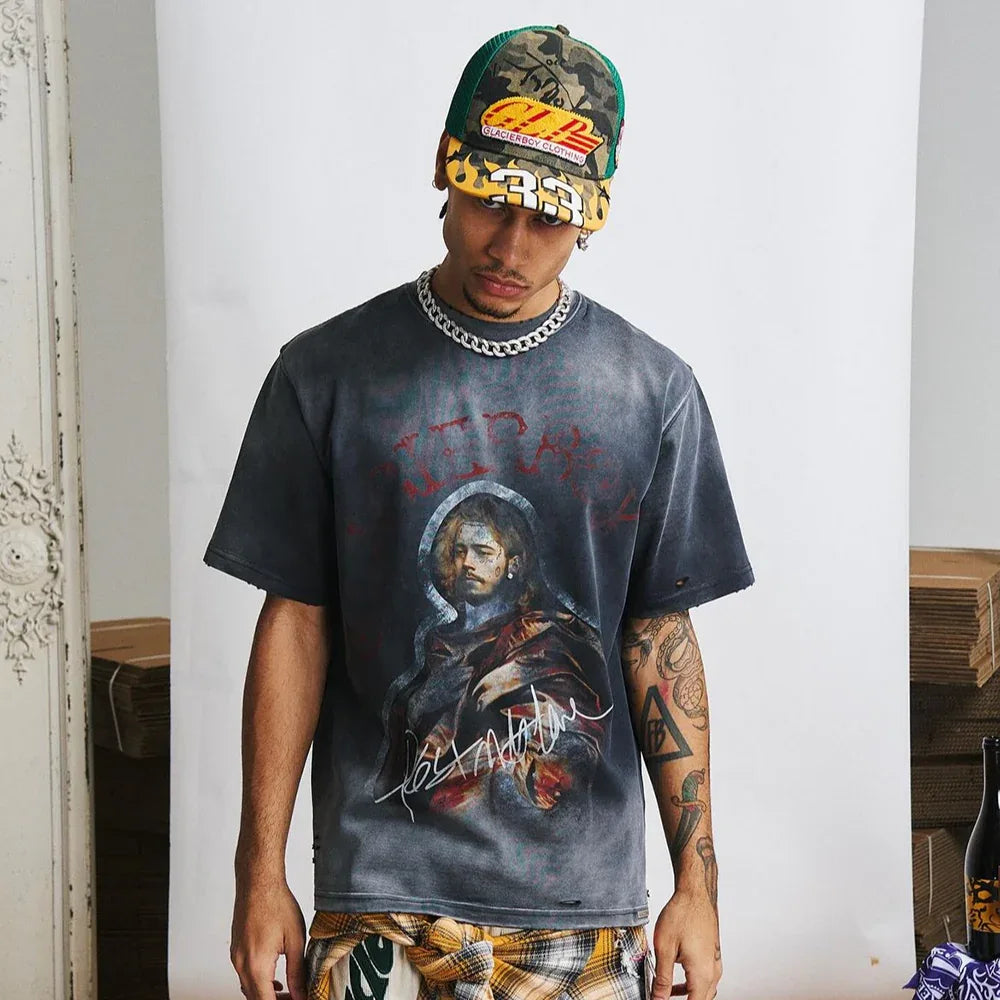 Post Malone Portrait Vintage T-Shirt - GLACIERBOY - VENTURER