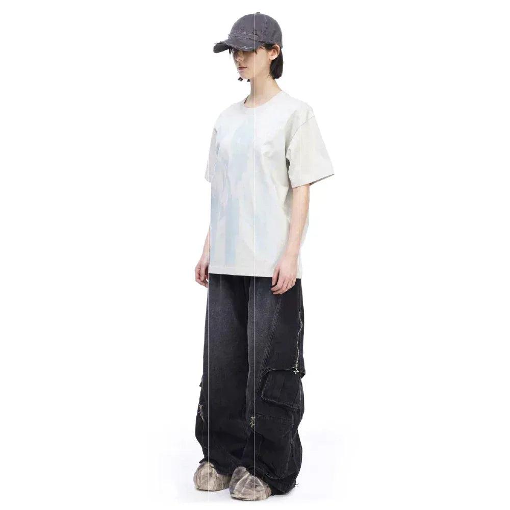 Curved Cargo Black Denim Pants - BLR BLUER - VENTURER