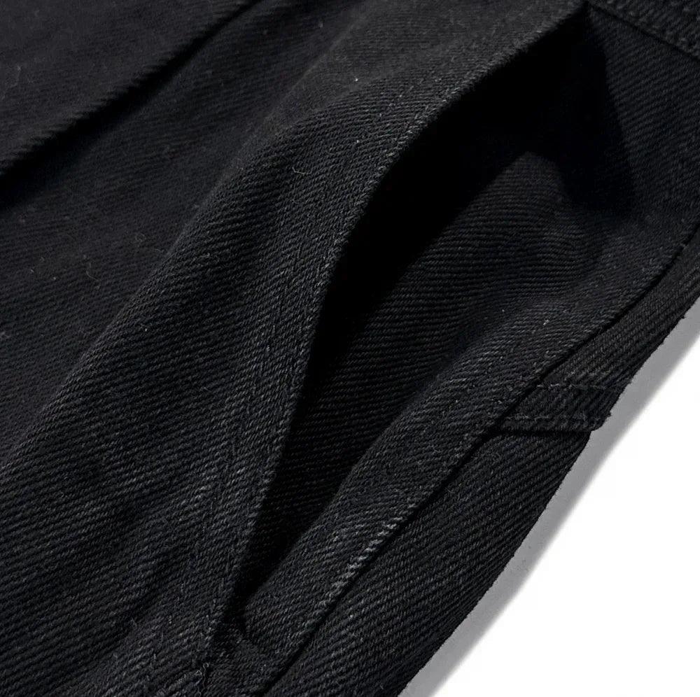 Curved Cargo Black Denim Pants - BLR BLUER - VENTURER