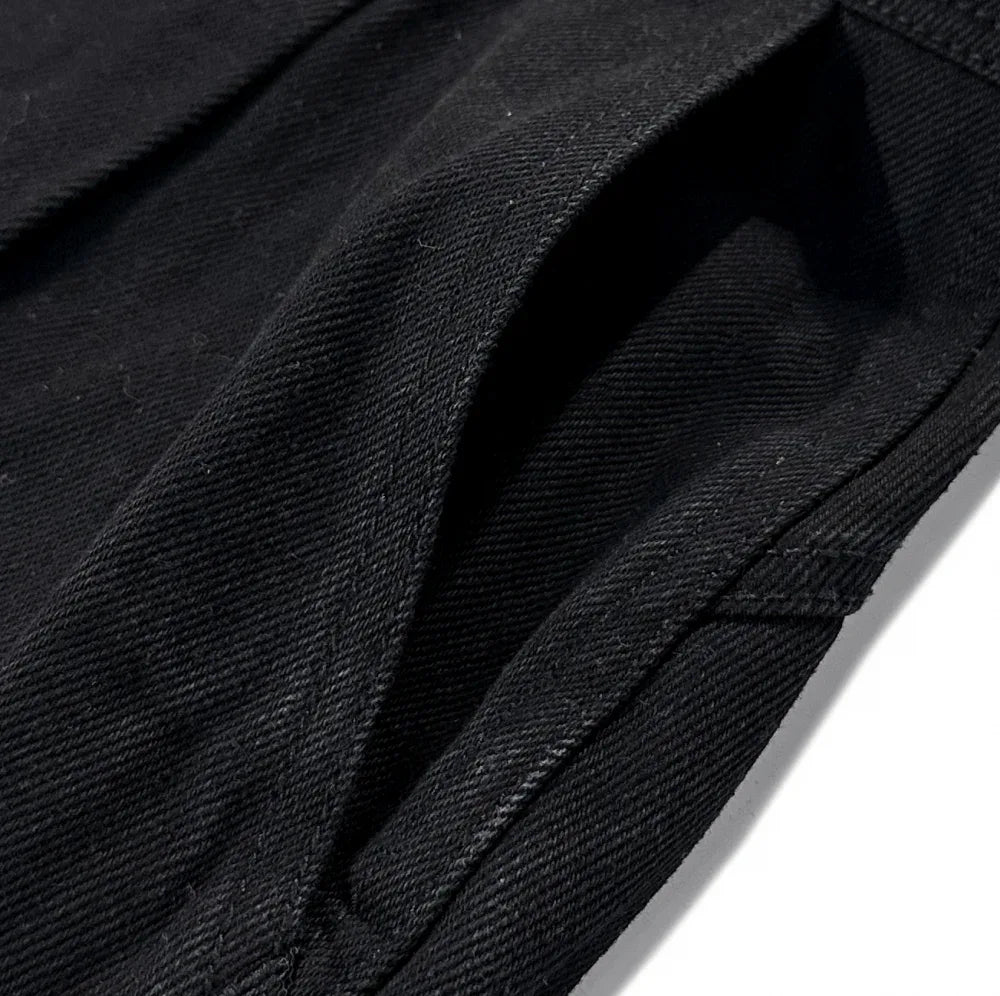 Curved Cargo Black Denim Pants - BLR BLUER - VENTURER