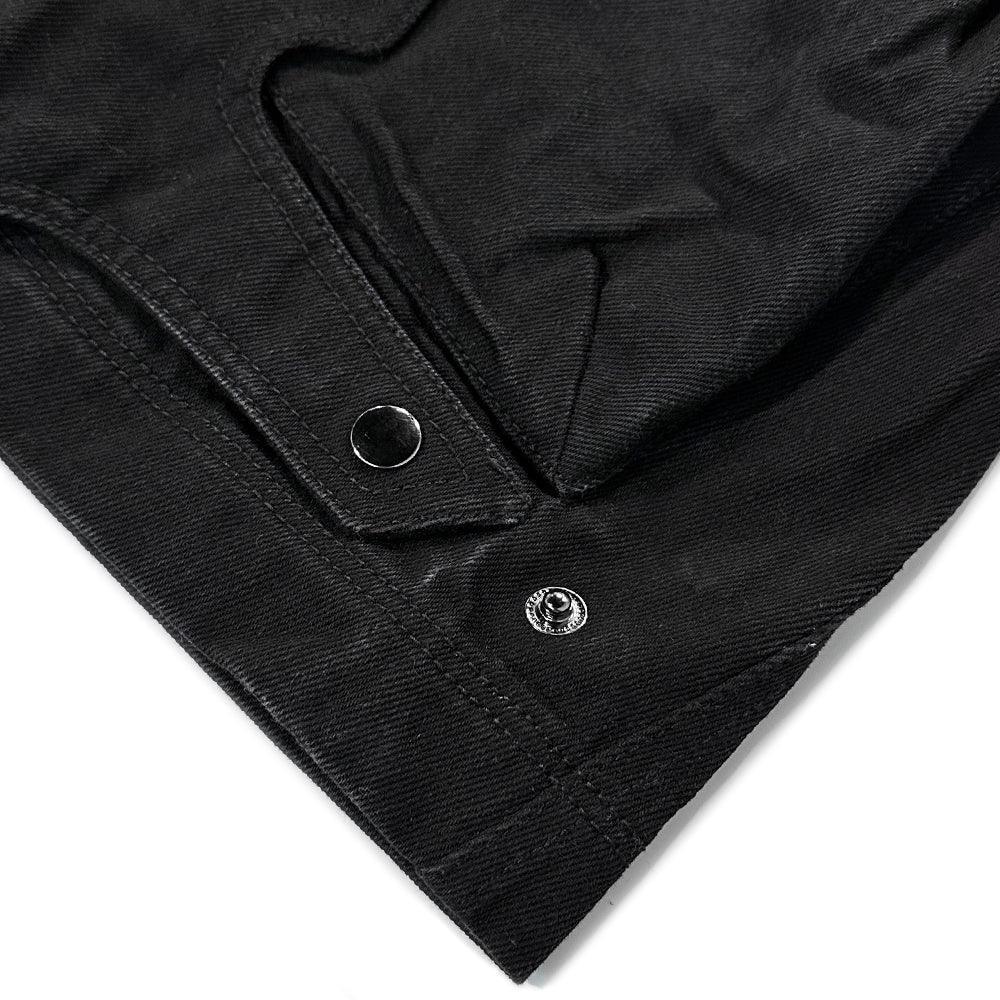 Curved Cargo Black Denim Pants - BLR BLUER - VENTURER