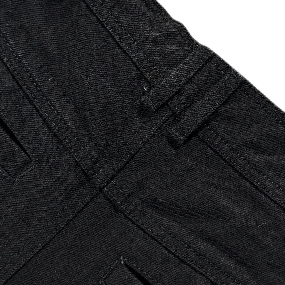 Curved Cargo Black Denim Pants