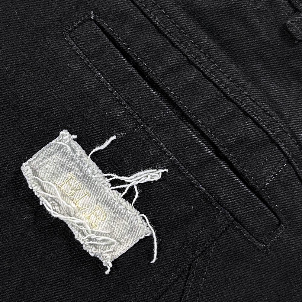 Curved Cargo Black Denim Pants - BLR BLUER - VENTURER