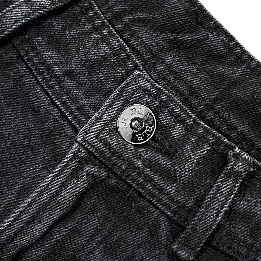 Curved Cargo Washed Denim Pants - BLR BLUER - VENTURER