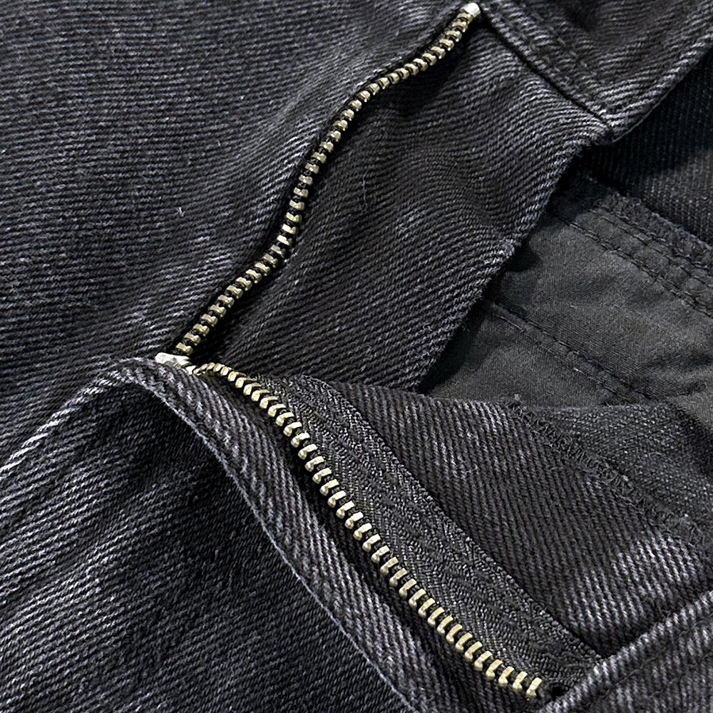 Curved Cargo Washed Denim Pants - BLR BLUER - VENTURER