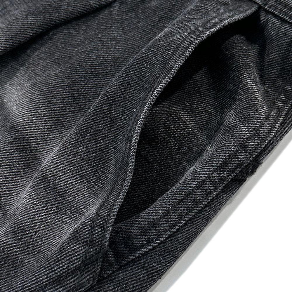 Curved Cargo Washed Denim Pants - BLR BLUER - VENTURER