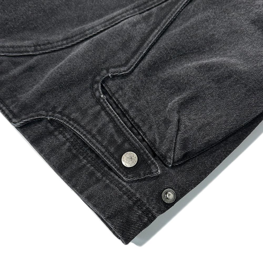Curved Cargo Washed Denim Pants - BLR BLUER - VENTURER
