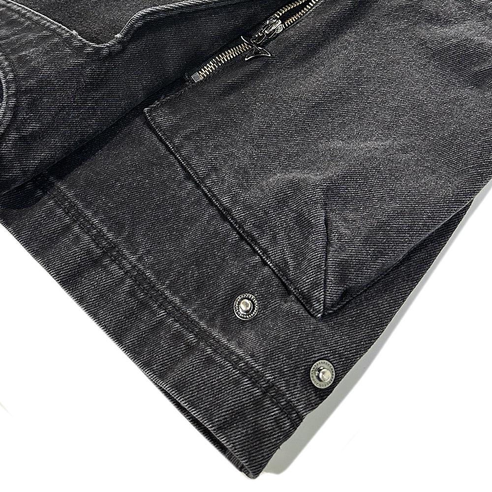 Curved Cargo Washed Denim Pants - BLR BLUER - VENTURER