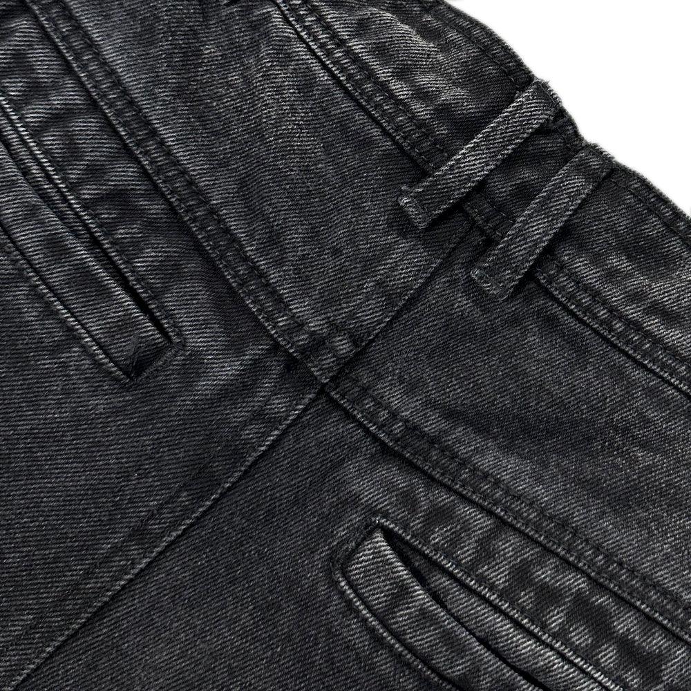 Curved Cargo Washed Denim Pants - BLR BLUER - VENTURER
