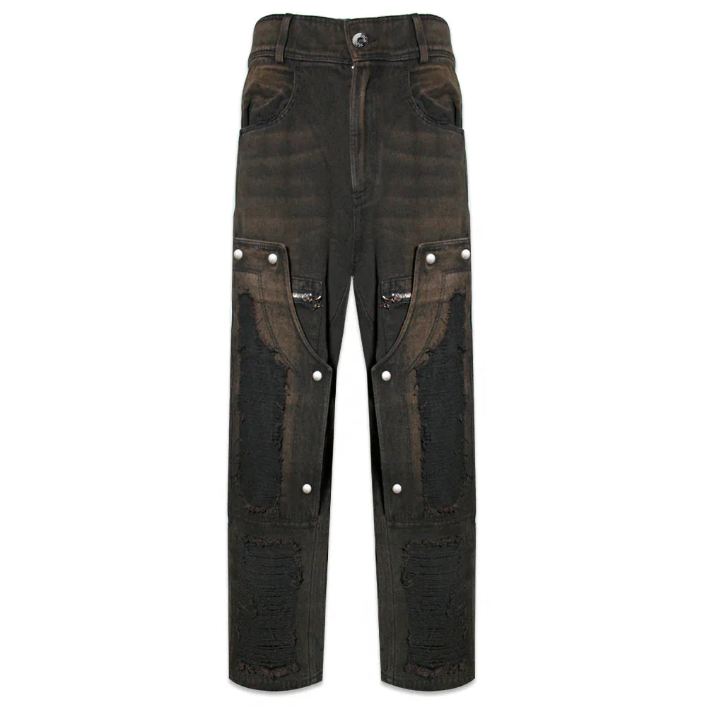 Destroyed Hidden Pocket Carpenter Pants - BLR BLUER - VENTURER