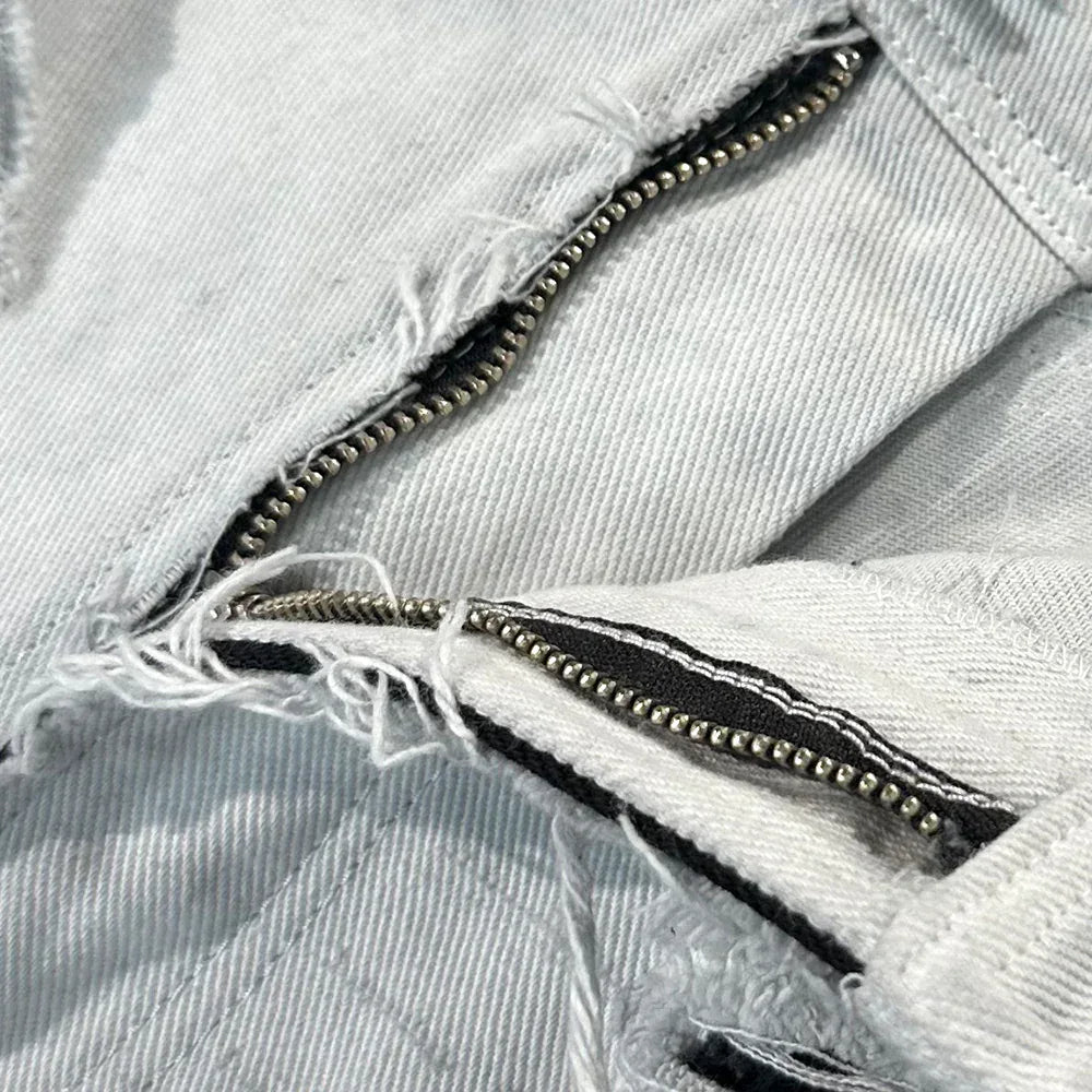 Damaged Double Grunge Denim Pants - BLR BLUER - VENTURER