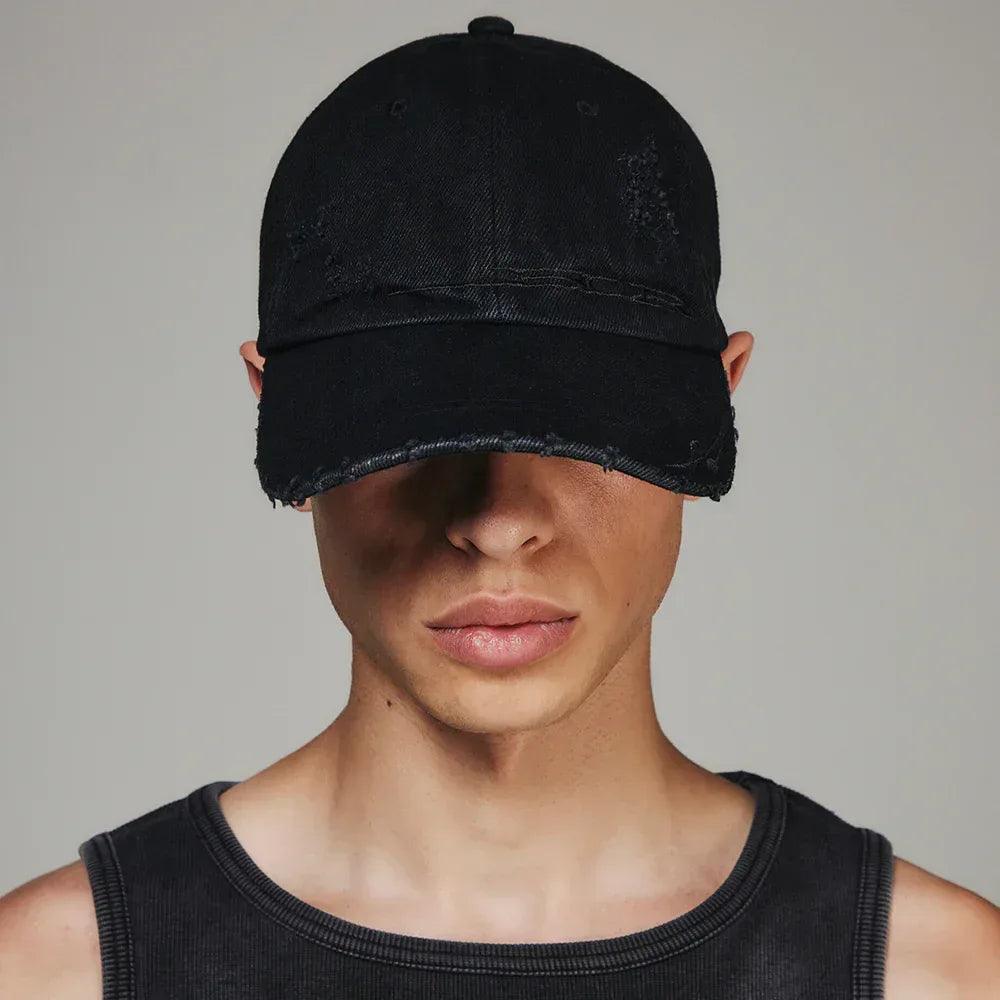 Curved Logo Damaged Denim Cap - BLR BLUER - VENTURER