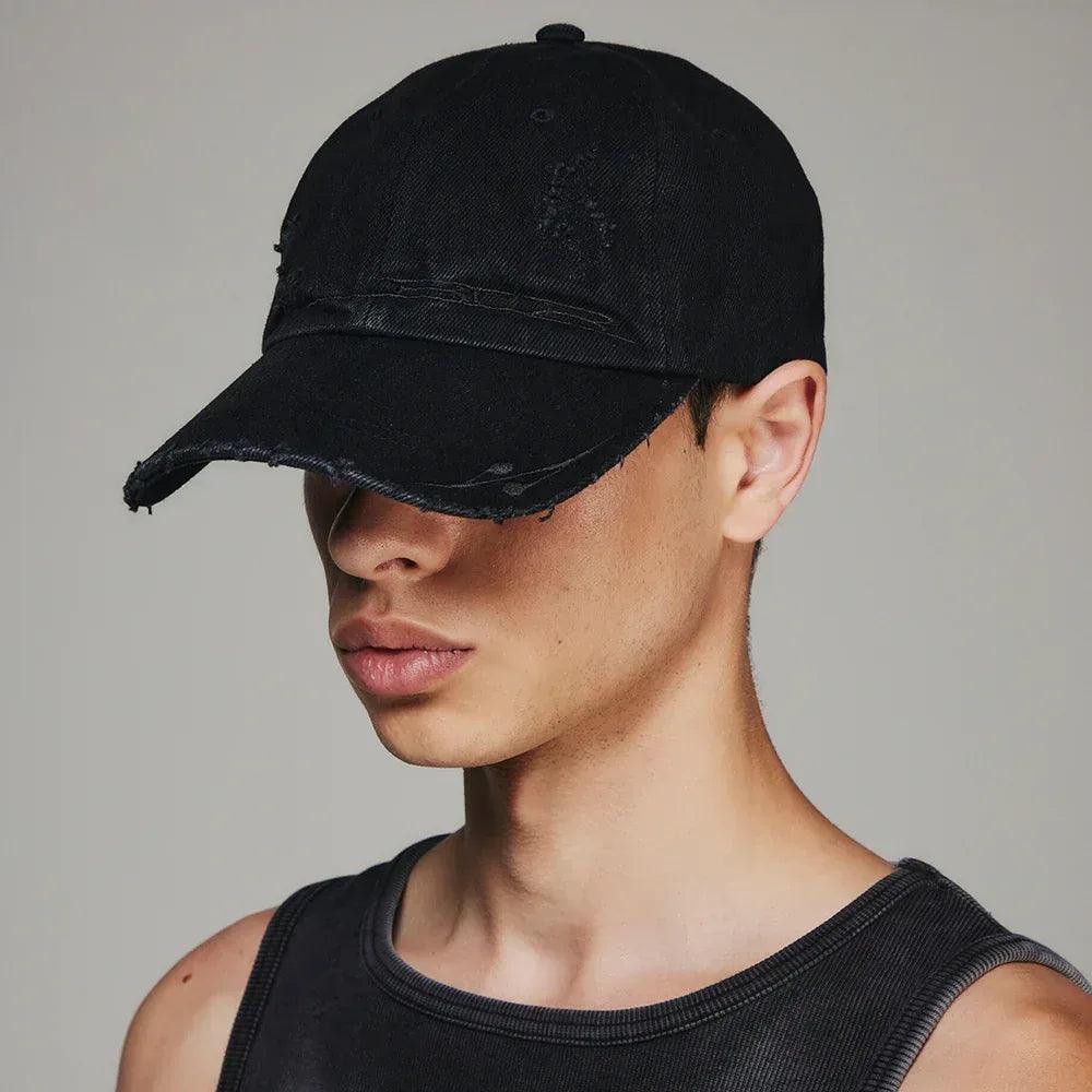 Curved Logo Damaged Denim Cap - BLR BLUER - VENTURER