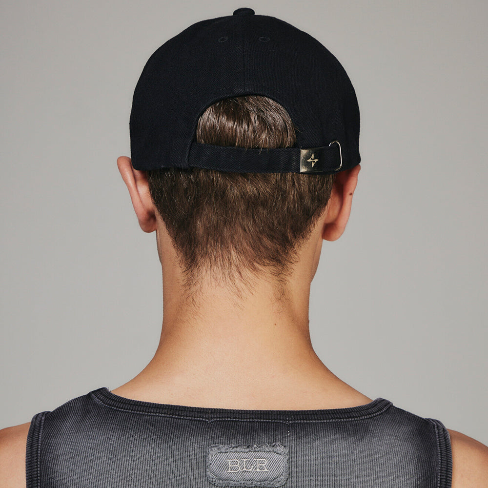 Curved Logo Damaged Denim Cap