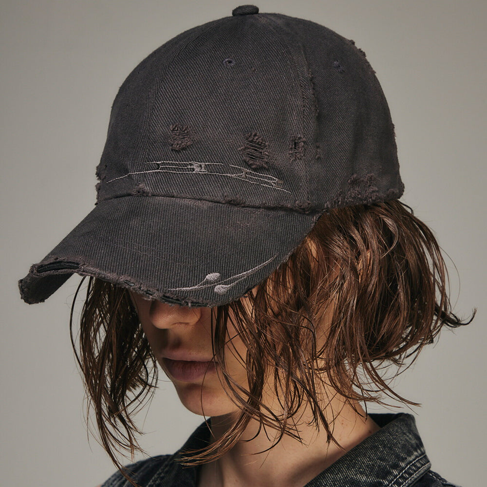Curved Logo Damaged Denim Cap - BLR BLUER - VENTURER