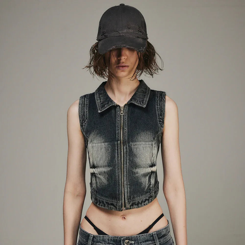 Curved Logo Damaged Denim Cap - BLR BLUER - VENTURER