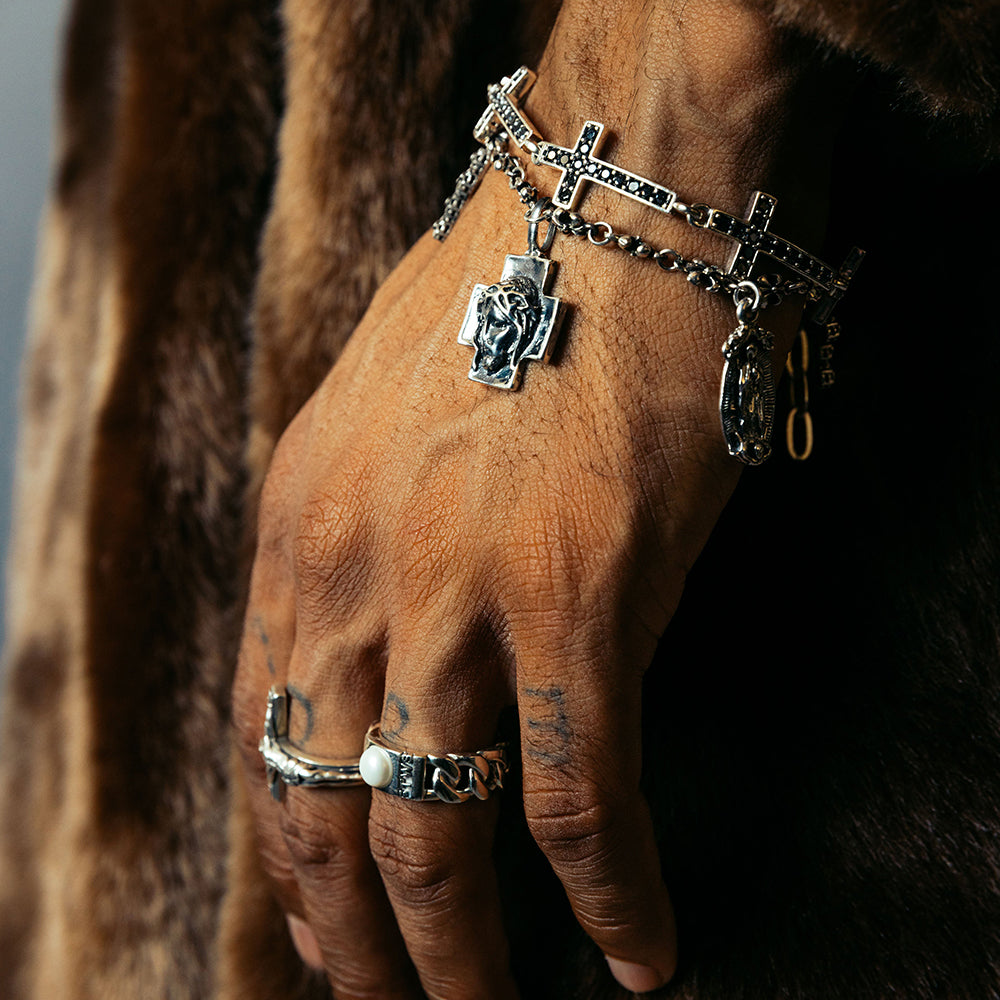 Sanctified Cross Bracelet with CZ stones
