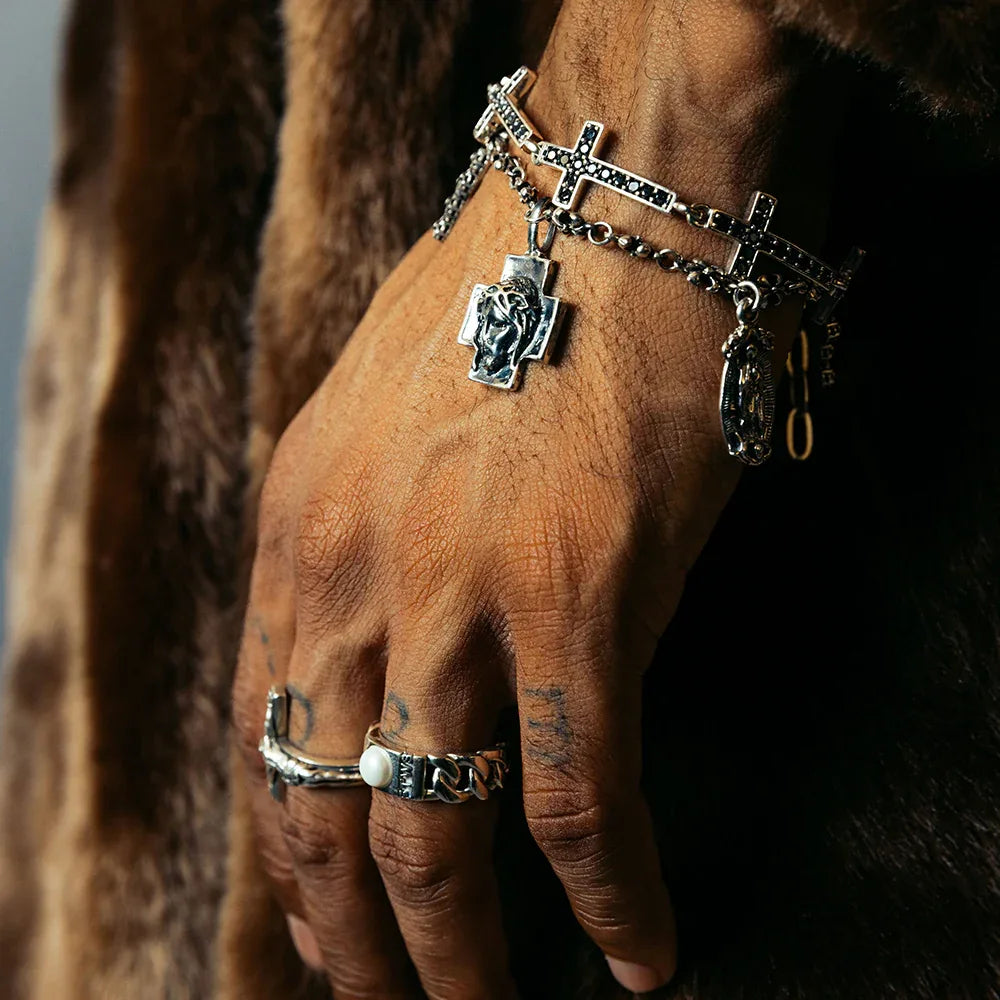 Sanctified Cross Bracelet with CZ stones - FOR THOSE WHO SIN - VENTURER