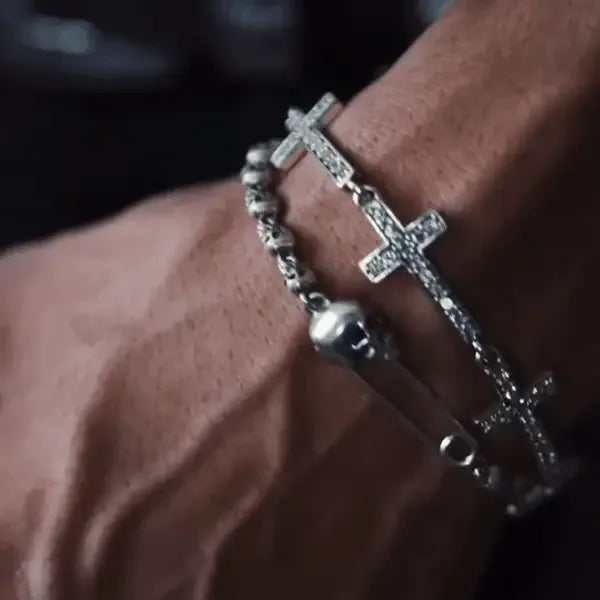 Sanctified Cross Bracelet with CZ stones - FOR THOSE WHO SIN - VENTURER