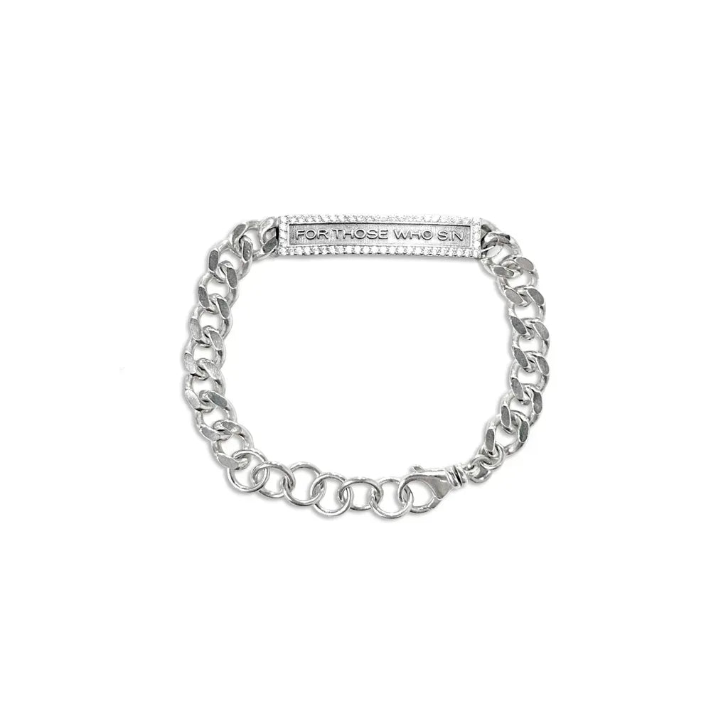 ID Bracelet with CZ stones - FOR THOSE WHO SIN - VENTURER