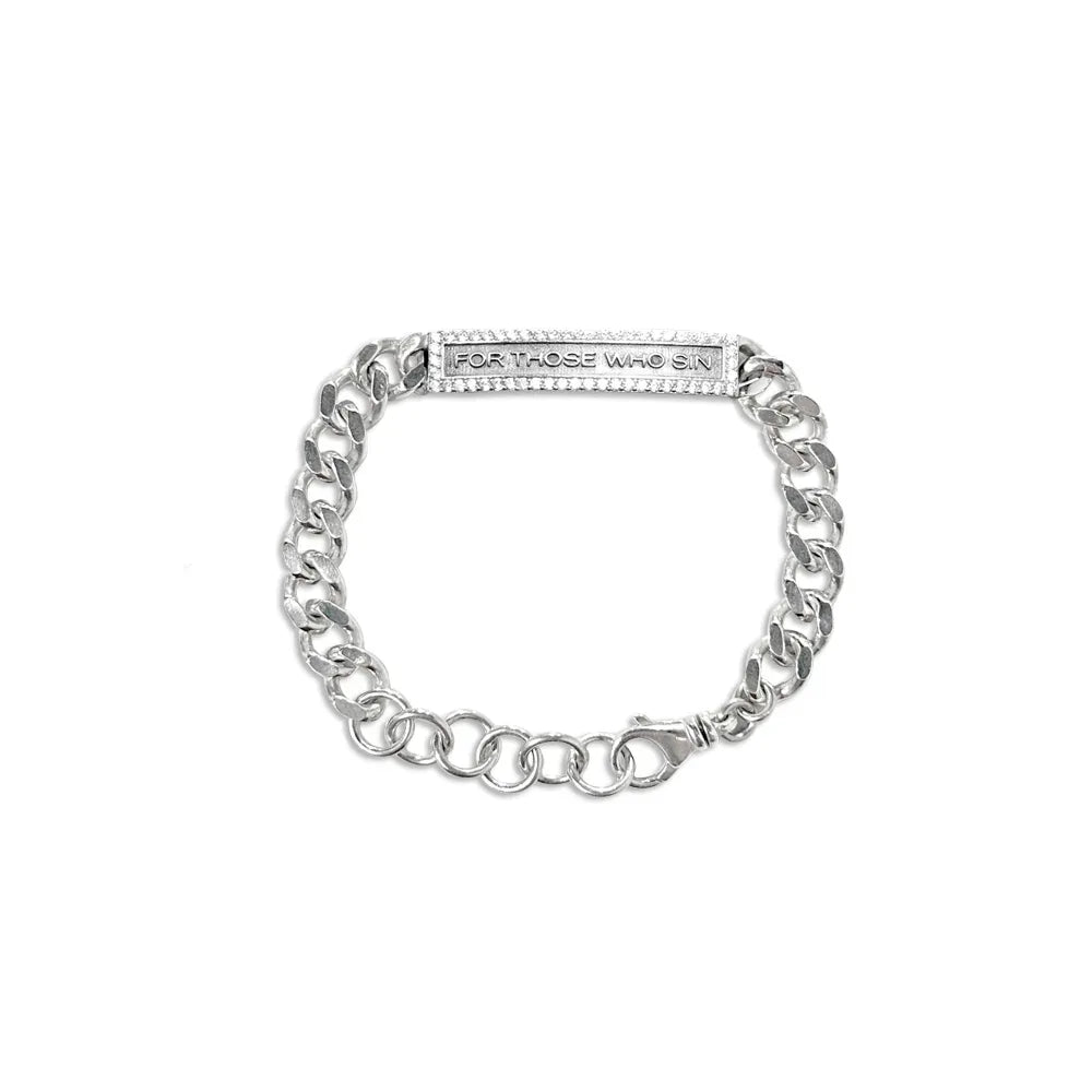 ID Bracelet with CZ stones - FOR THOSE WHO SIN - VENTURER