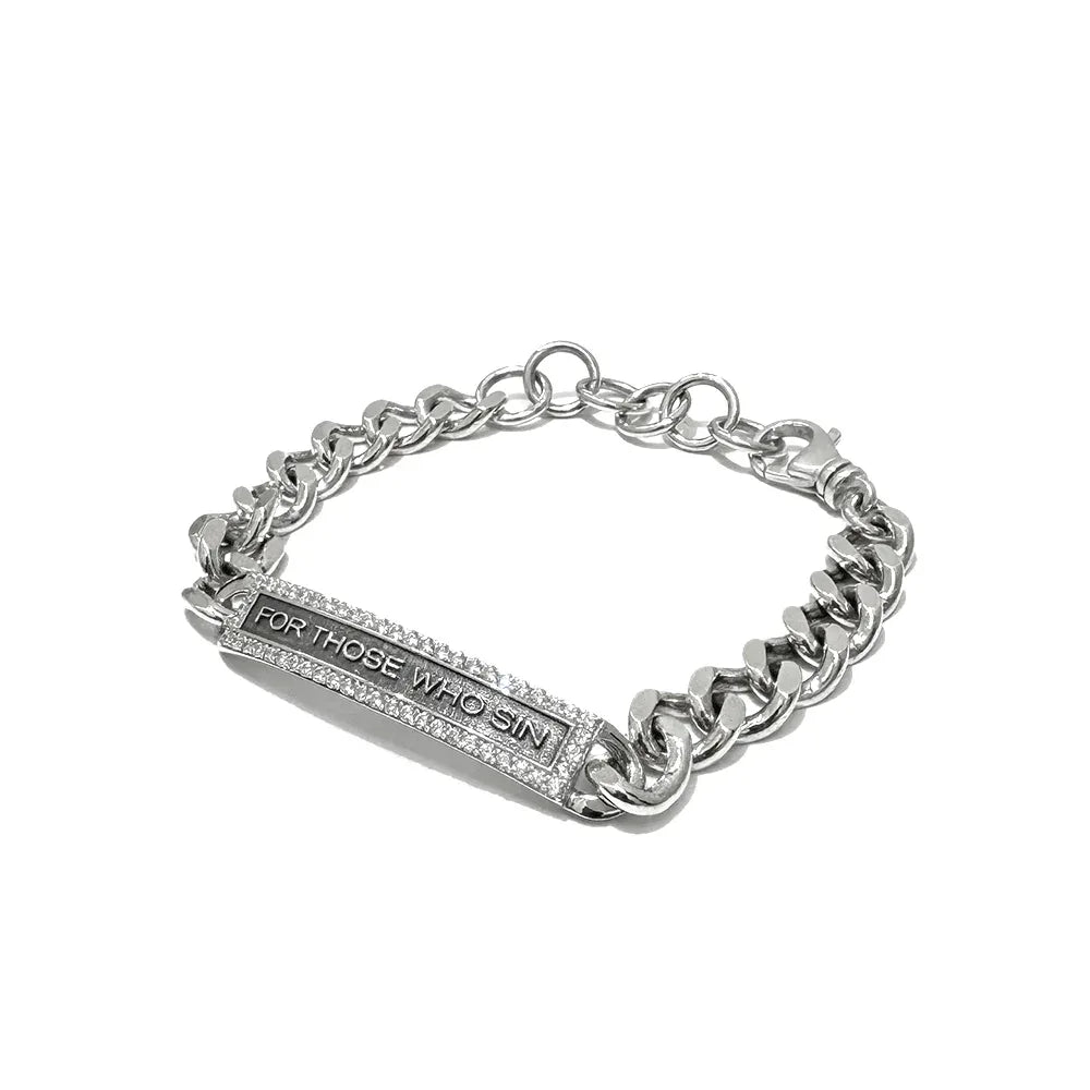 ID Bracelet with CZ stones - FOR THOSE WHO SIN - VENTURER