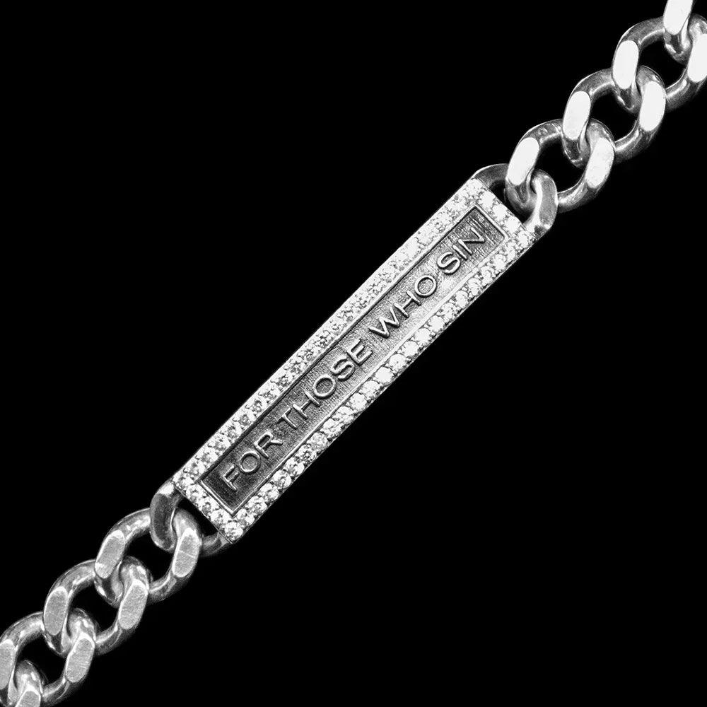 ID Bracelet with CZ stones - FOR THOSE WHO SIN - VENTURER