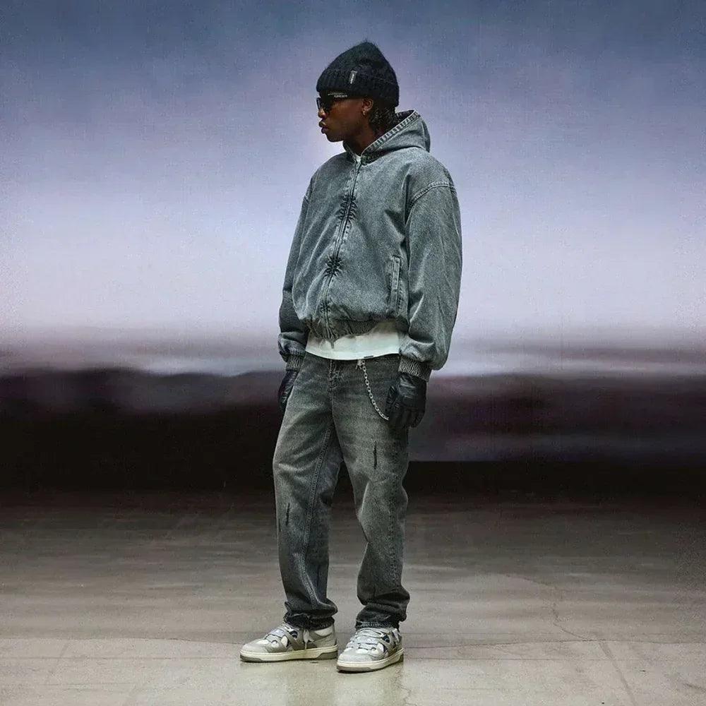 R5 Hooded Denim Bomber - REPRESENT - VENTURER