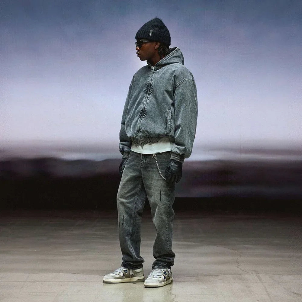 R5 Hooded Denim Bomber - REPRESENT - VENTURER