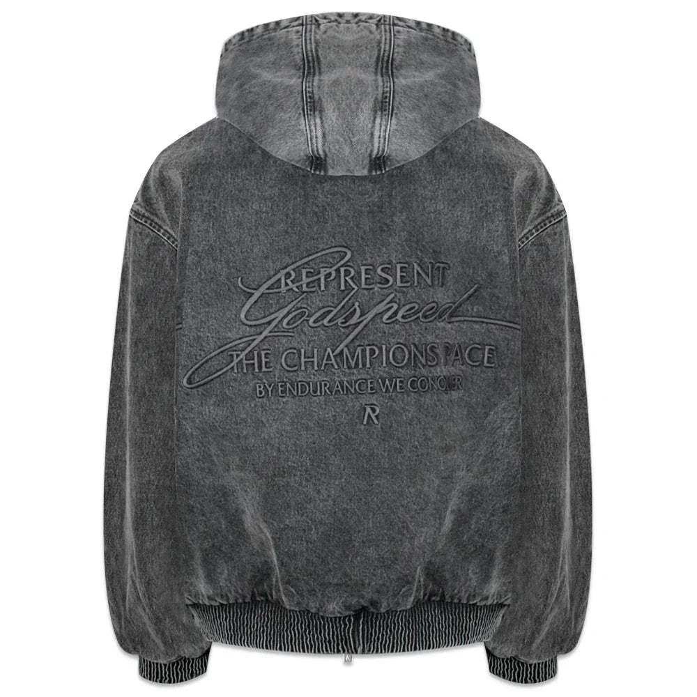 R5 Hooded Denim Bomber - REPRESENT - VENTURER