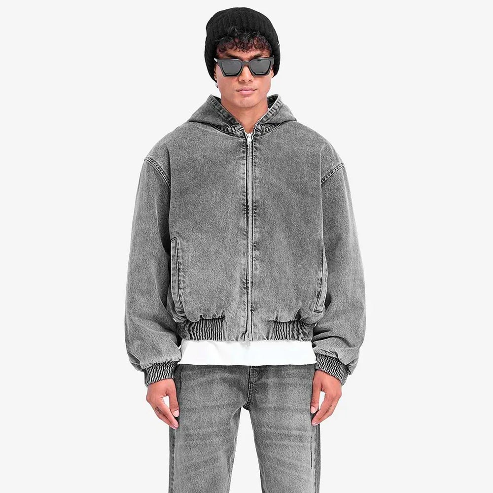 R5 Hooded Denim Bomber - REPRESENT - VENTURER