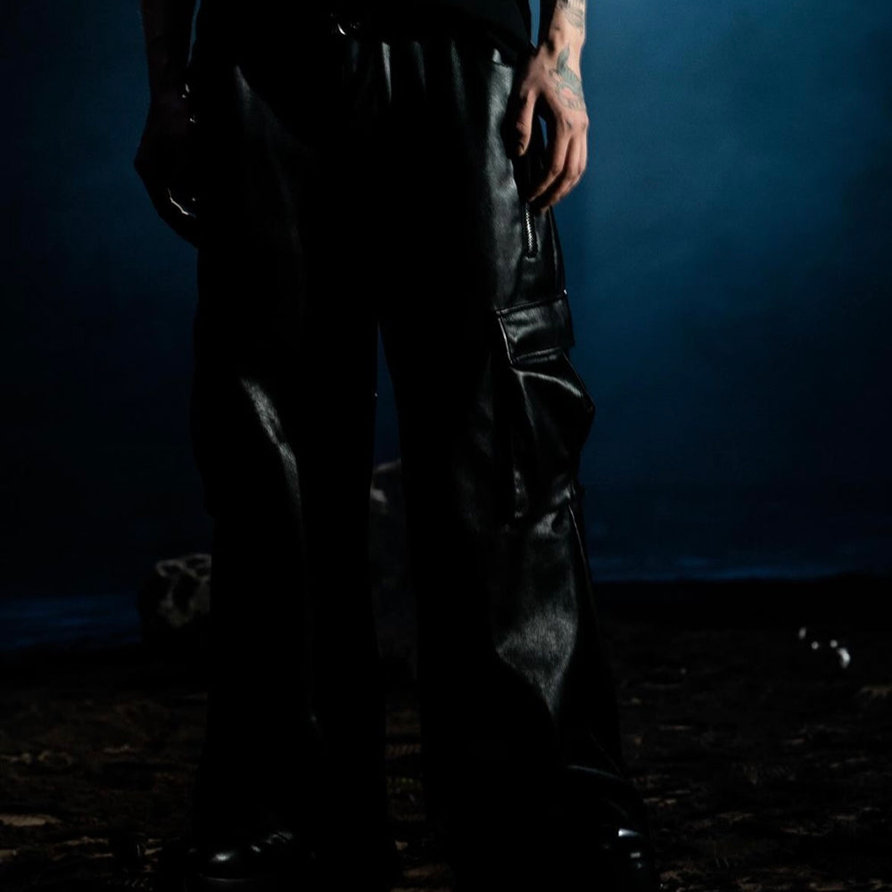 Baggy Leather Cargo Pants
