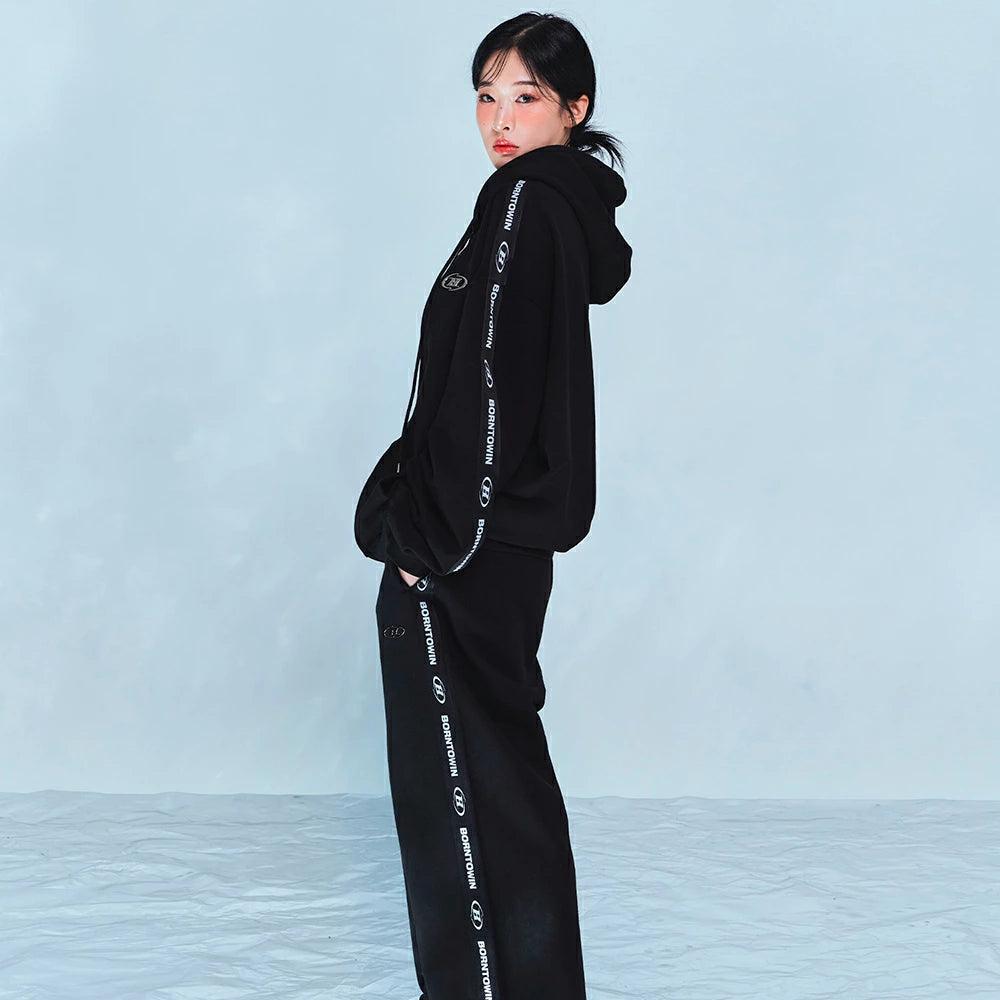 Big Chrome B Black Line Zip Up Hoodie