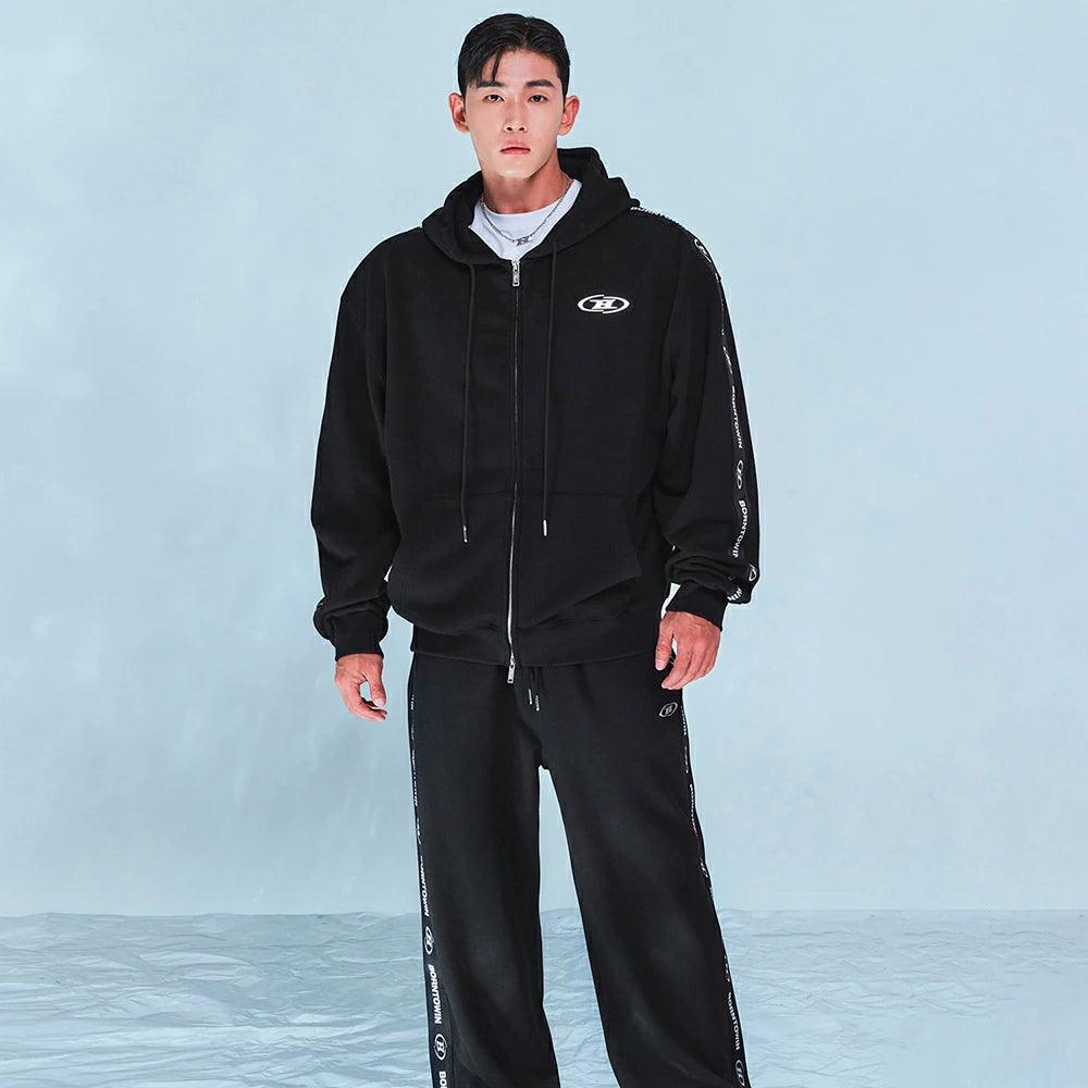 Big Chrome B Black Line Zip Up Hoodie