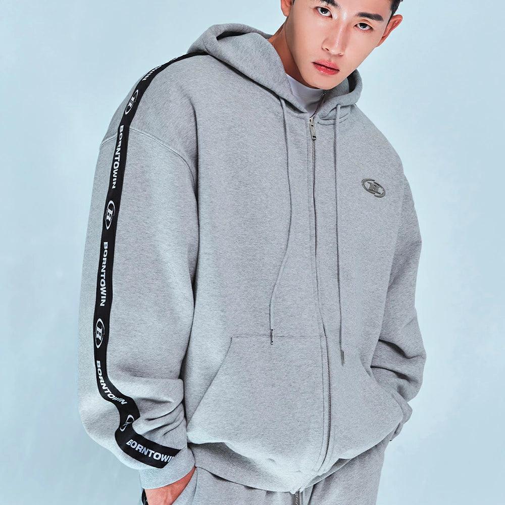 Big Chrome B Black Line Zip Up Hoodie