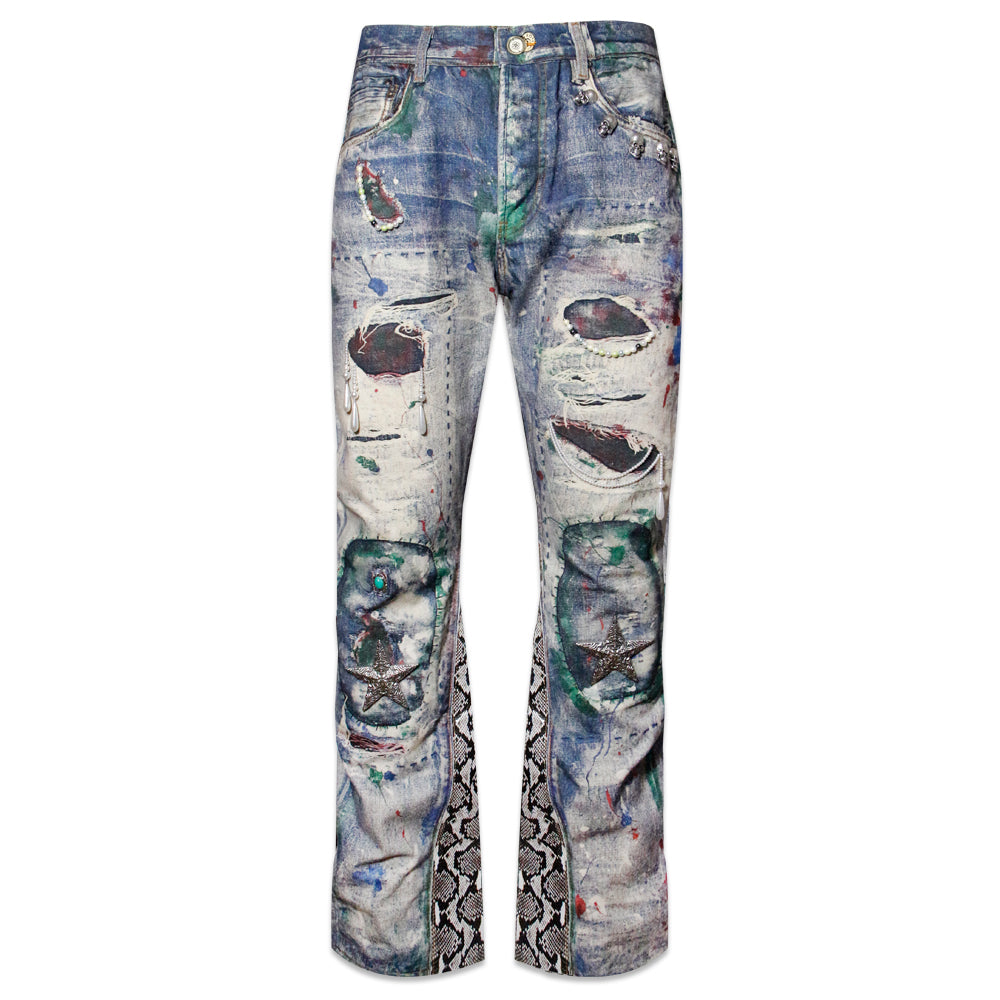 3D Printed Snake Patch Waxed Denim