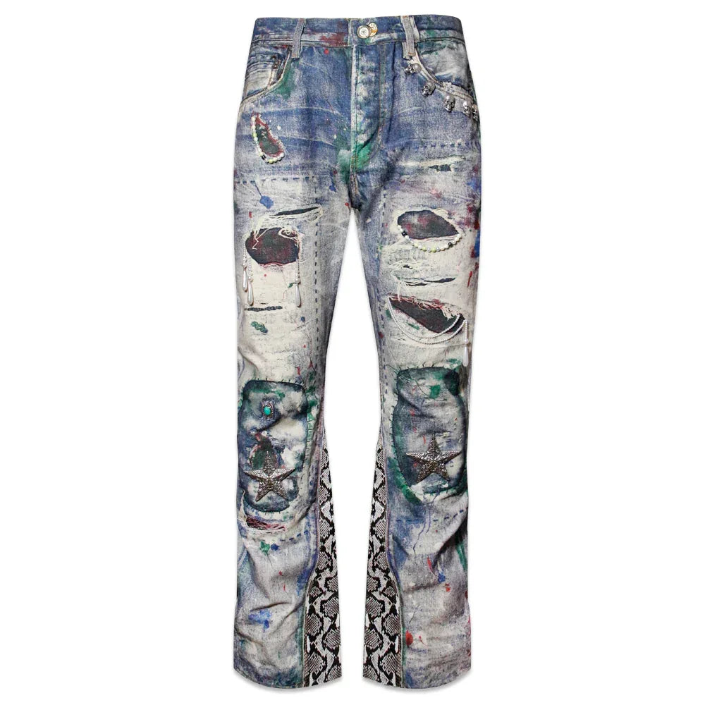 3D Printed Snake Patch Waxed Denim - GLACIERBOY - VENTURER