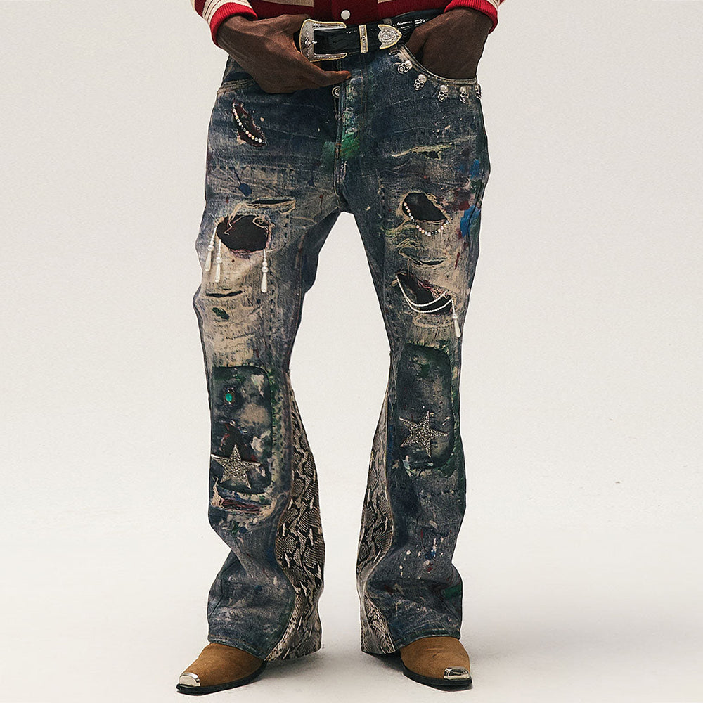 3D Printed Snake Patch Waxed Denim