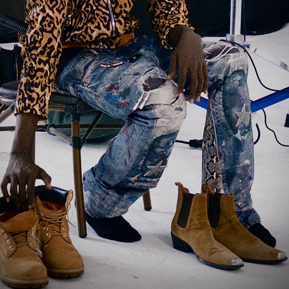 3D Printed Snake Patch Waxed Denim