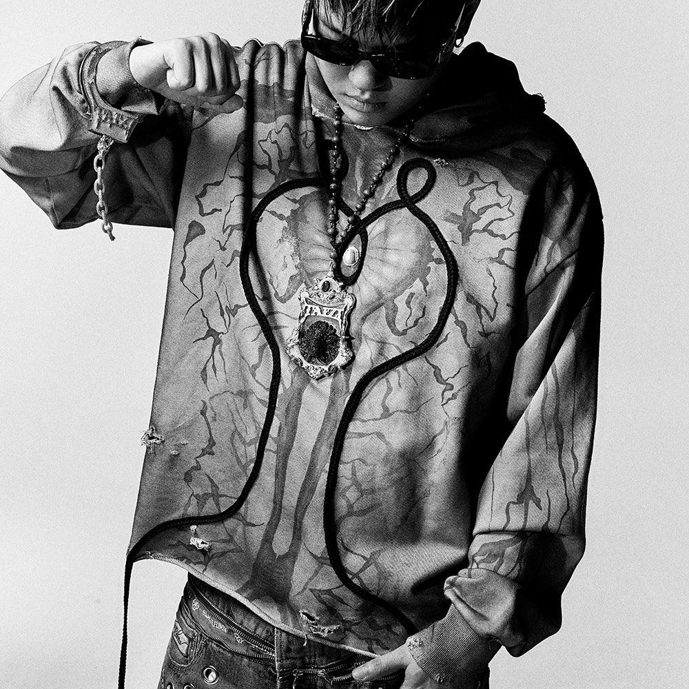 Mud Dyed Heart Pearl Hoodie - GLACIERBOY - VENTURER