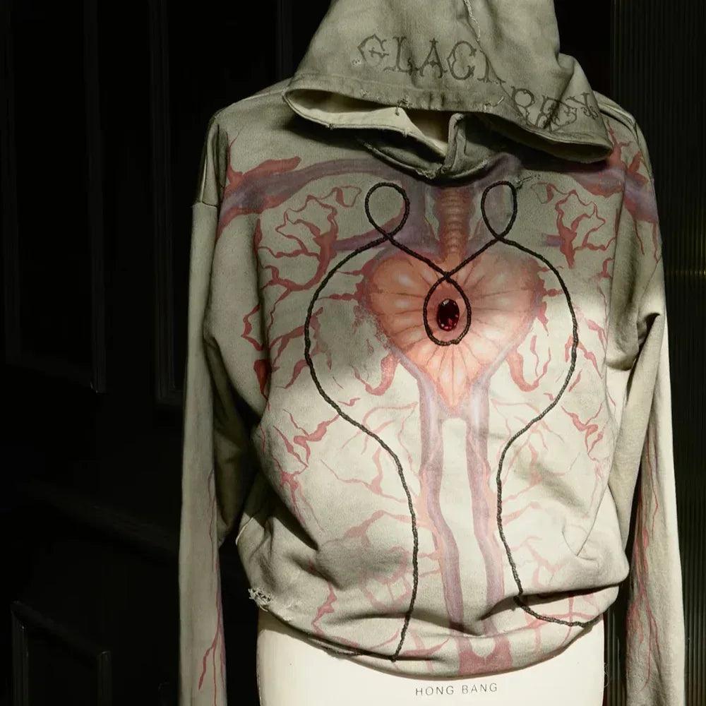 Mud Dyed Heart Pearl Hoodie - GLACIERBOY - VENTURER
